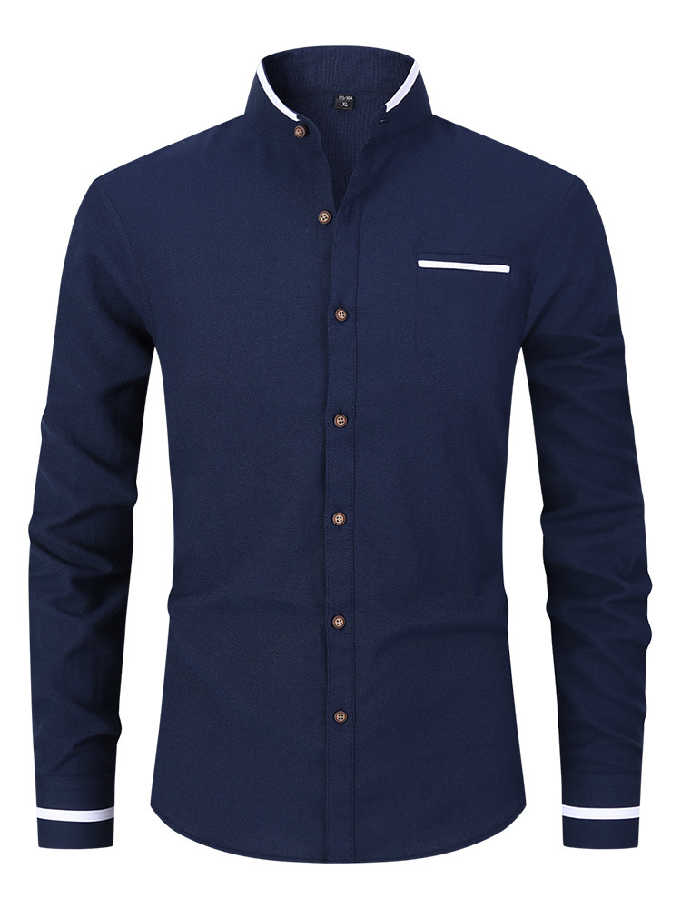 Long sleeved stand up collar shirt 02