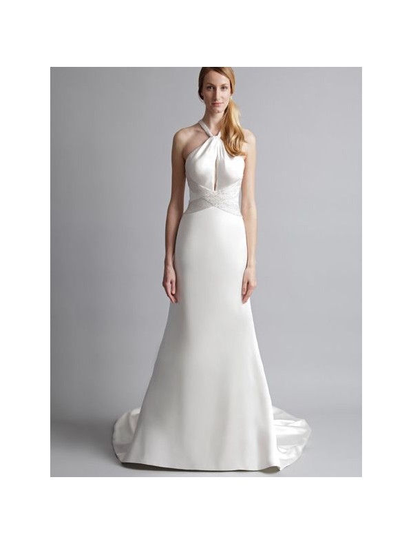 satin halter neck wedding dress